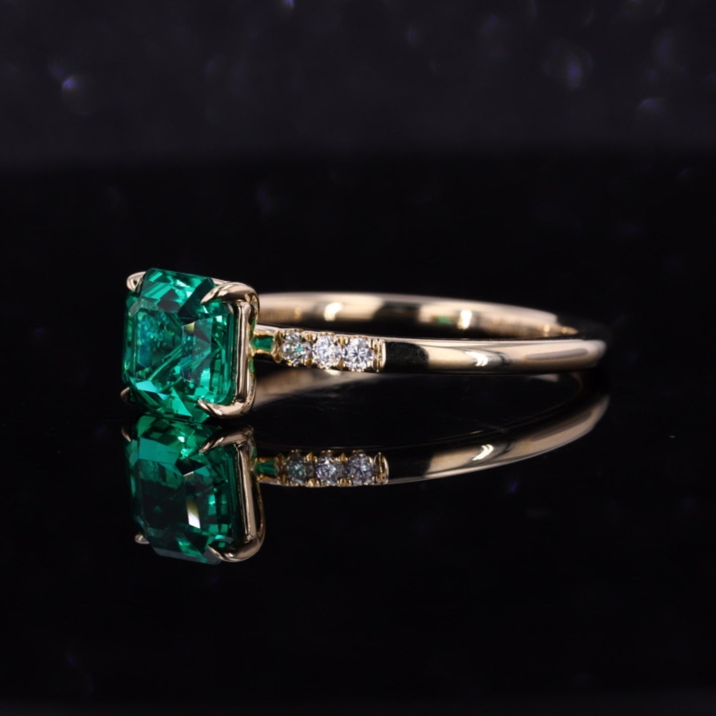 Asscher cut emerald Engagement Ring 14k Solid Gold Natural Emerald Wedding Ring Unique Vintage Green Emerald Engagement Rings For Women