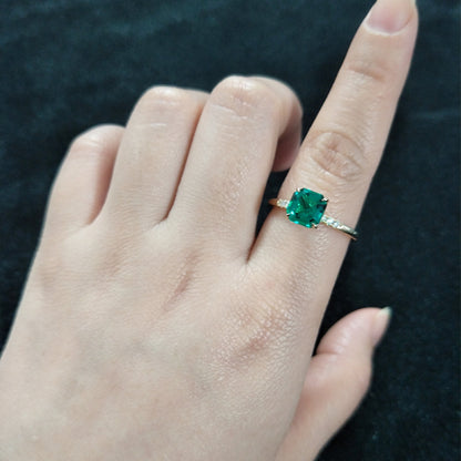 Asscher cut emerald Engagement Ring 14k Solid Gold Natural Emerald Wedding Ring Unique Vintage Green Emerald Engagement Rings For Women