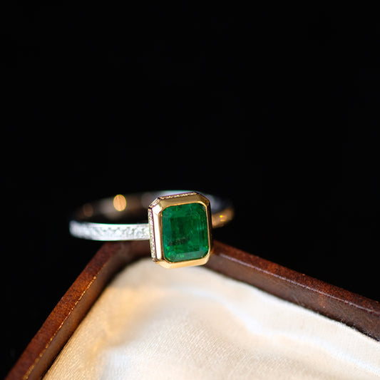 Emerald Engagement Ring Natural Emerald Wedding Ring Unique Bridal Promise Ring Antique Natural Emerald Wedding Ring With Green Emerald Cut