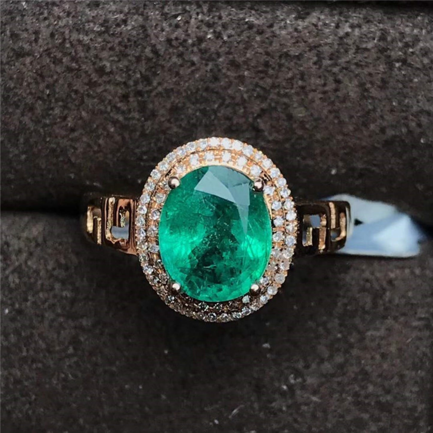 1.63CT Natural Green Emerald Engagement Ring 14K Gold Natural Emerald Wedding Ring | Unique Art Deco Emerald Engagement