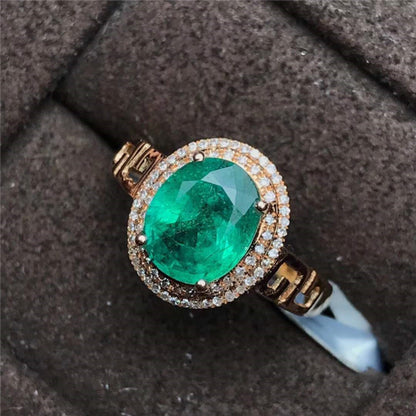 1.63CT Natural Green Emerald Engagement Ring 14K Gold Natural Emerald Wedding Ring | Unique Art Deco Emerald Engagement