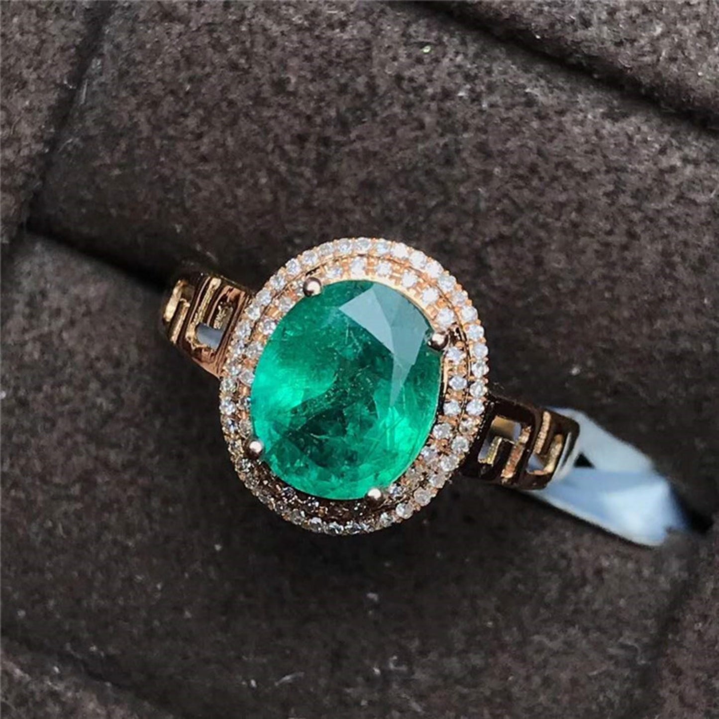 1.63CT Natural Green Emerald Engagement Ring 14K Gold Natural Emerald Wedding Ring | Unique Art Deco Emerald Engagement