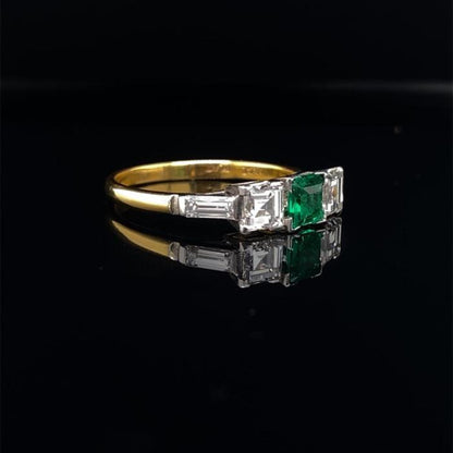 3 Stone princess Cut Emerald Engagement Ring Unique Vintage Emerald Wedding Ring 14K Gold Natural Emerald Promise Ring Anniversary Ring