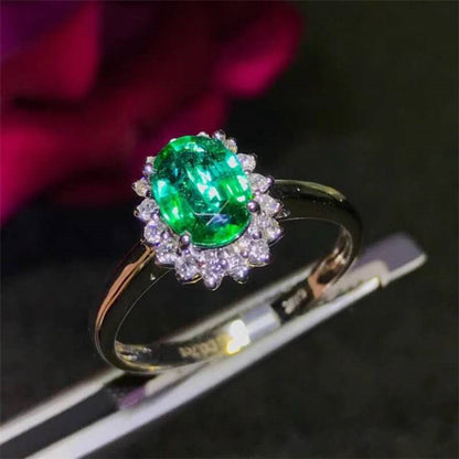 Art Deco Emerald Statement Ring, Unique Emerald Gold Wedding Ring, Natural Emerald Engagement Ring, Vintage Emerald Diamond Promise Ring