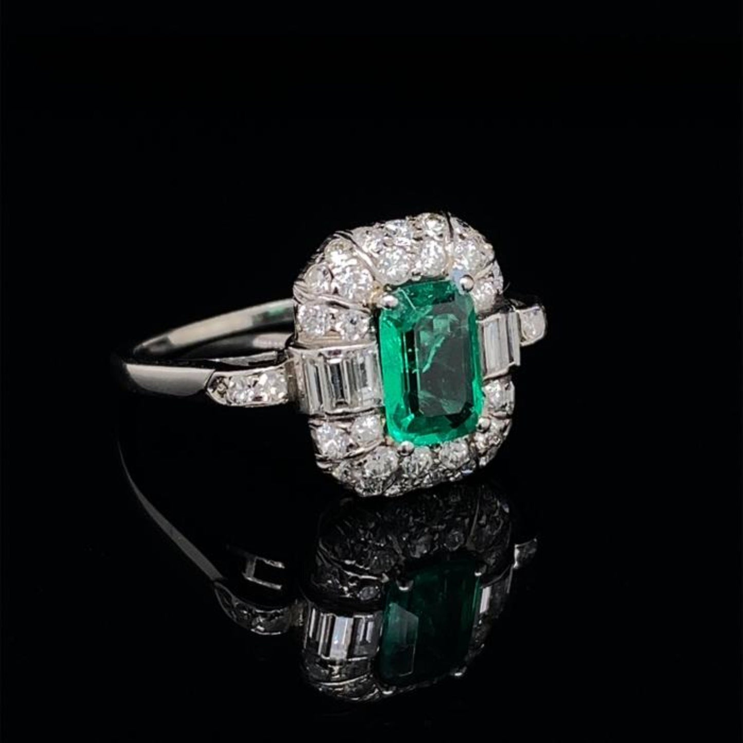 Halo Emerald Engagement Ring, Natural Emerald Wedding Ring, Unique Emerald Promise Ring, Art Deco Emerald Diamond Statement Ring For Her