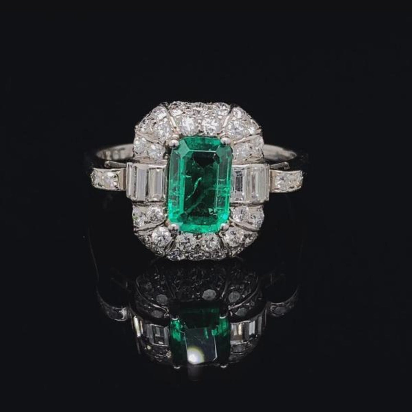 Halo Emerald Engagement Ring, Natural Emerald Wedding Ring, Unique Emerald Promise Ring, Art Deco Emerald Diamond Statement Ring For Her