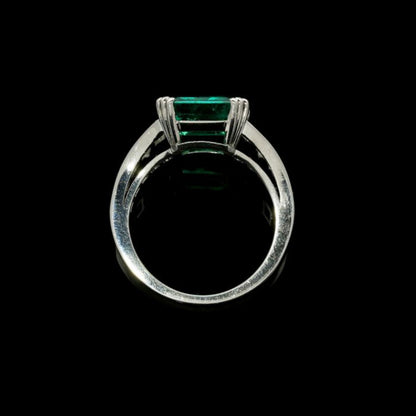 Antique 4CT Natural Emerald and Diamond Engagement Ring, Emerald Cut Emerald Vintage Engagement Ring, Emerald Promise Ring, Statement Ring