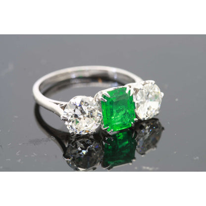 Unique Emerald Diamond Engagement Ring, Natural Emerald Wedding Ring, Halo Emerald Statement Ring, Vintage Emerald Diamond Promise Ring