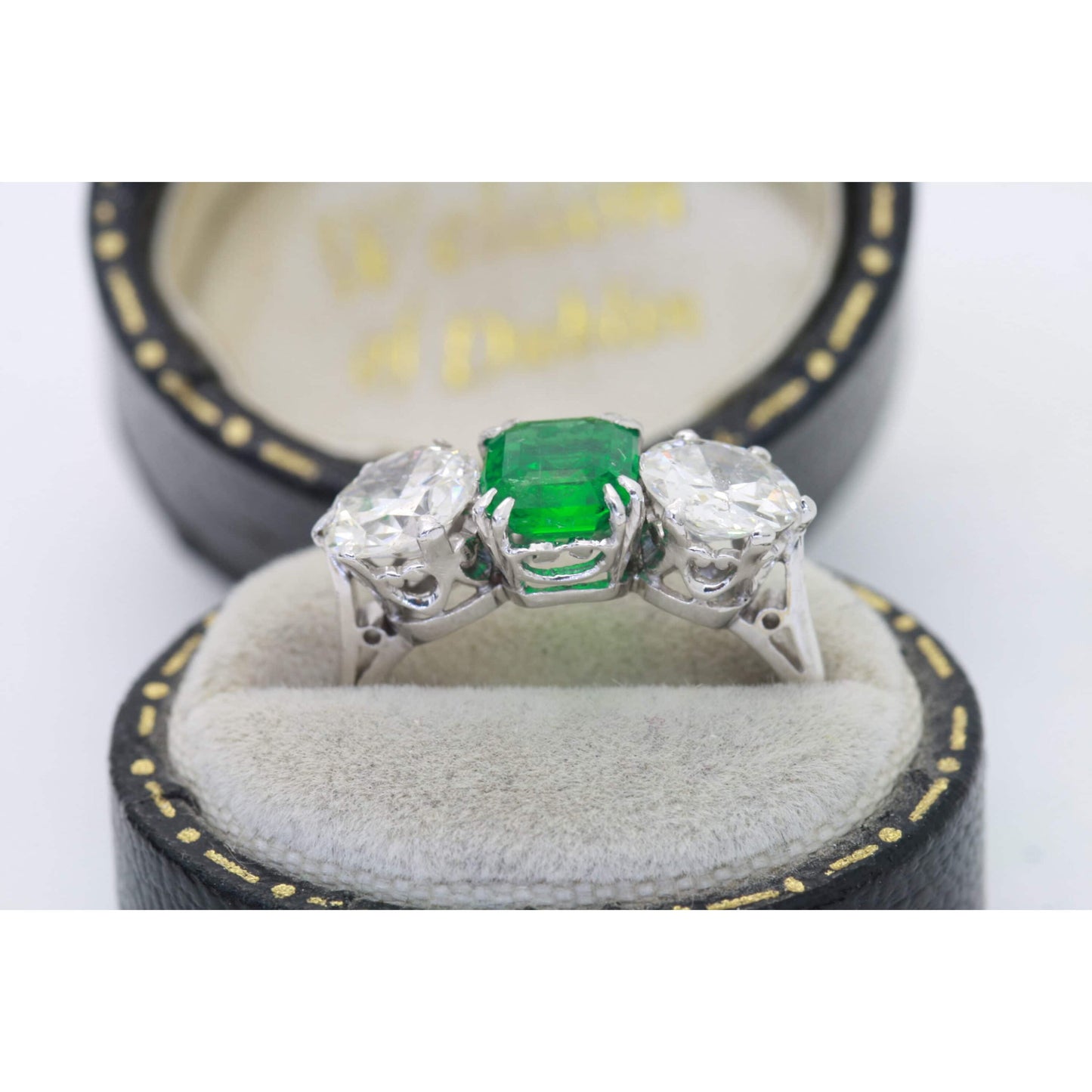 Unique Emerald Diamond Engagement Ring, Natural Emerald Wedding Ring, Halo Emerald Statement Ring, Vintage Emerald Diamond Promise Ring