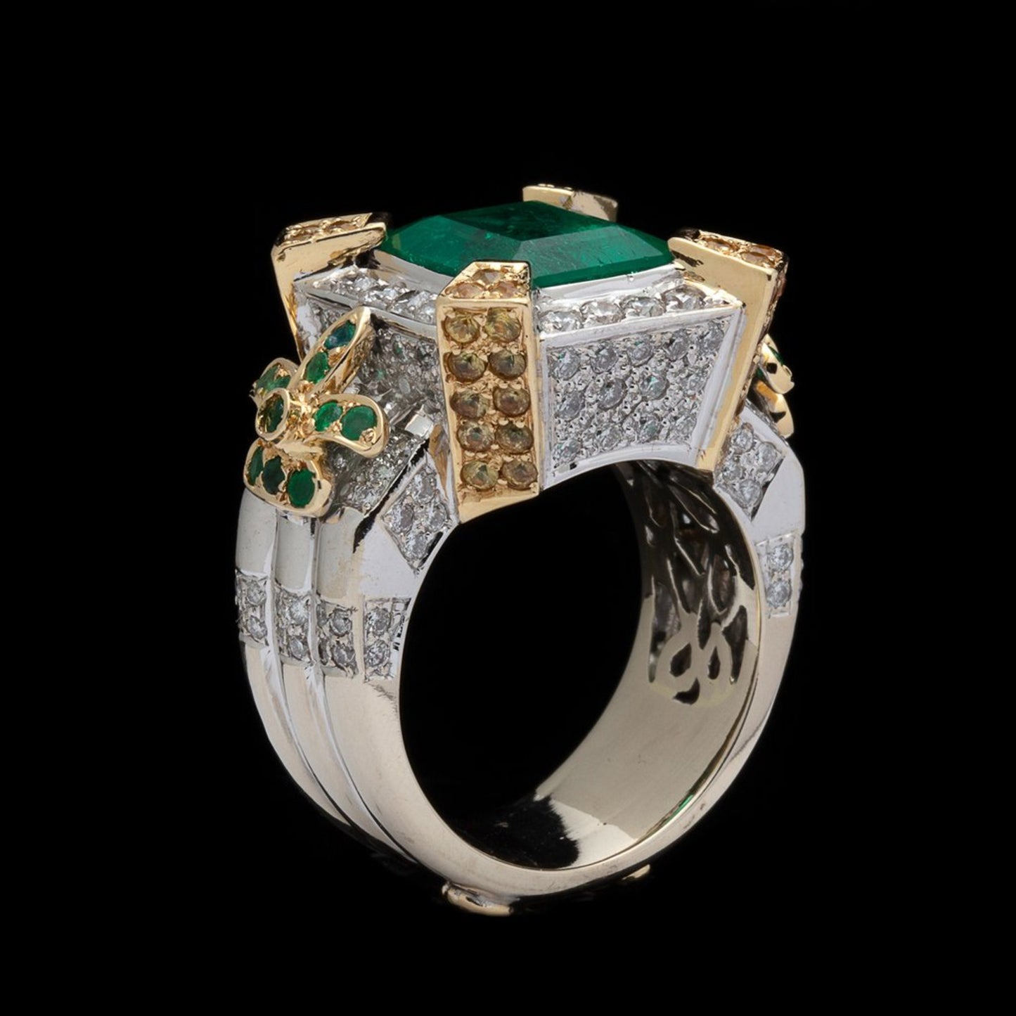 Anillo de compromiso vintage con esmeralda natural para mujer, anillo de moissanita con halo de esmeralda, anillo de bodas con esmeralda verde en oro de 14 quilates, anillo de cóctel Art Deco