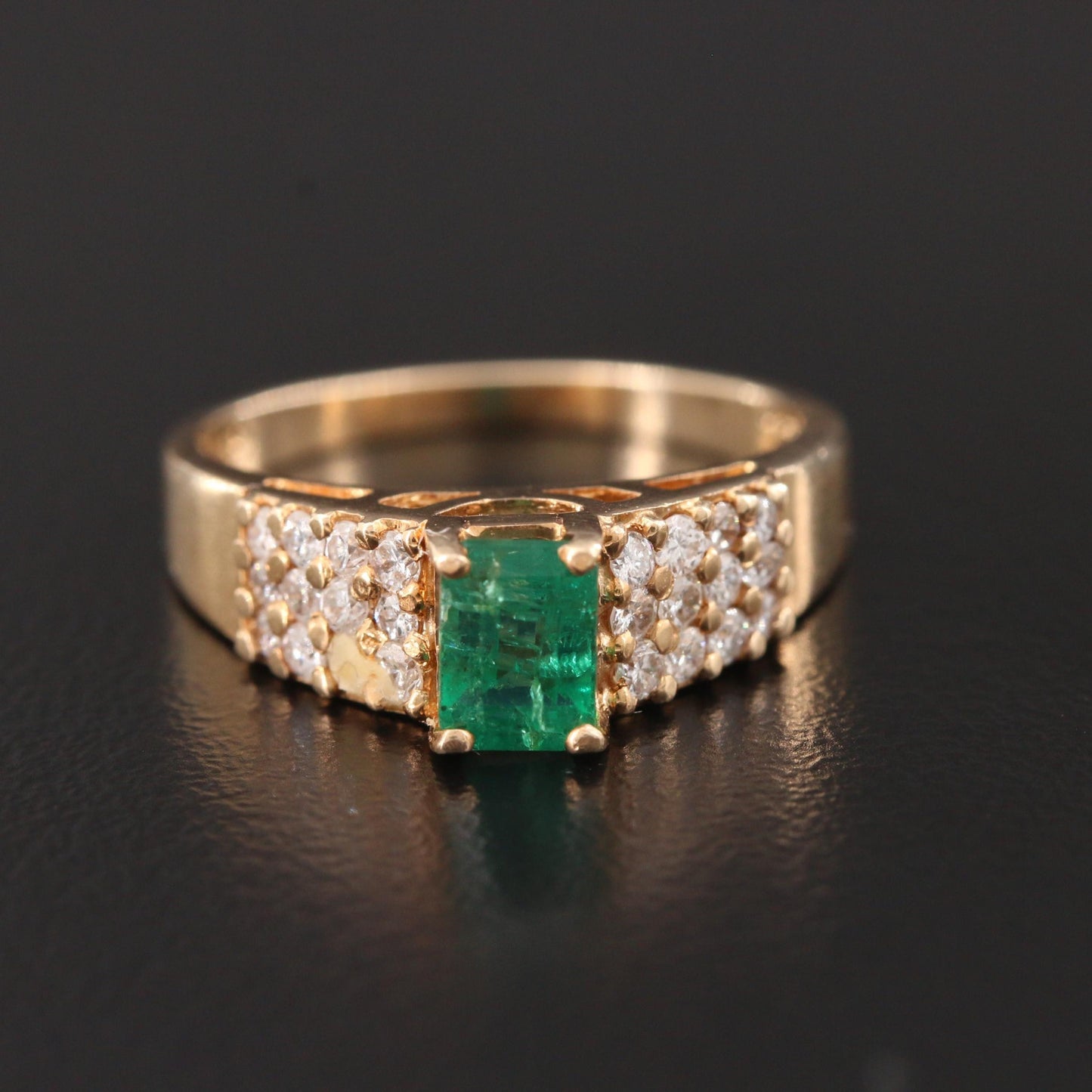 14K Gold Emerald Ring for Him, Men's Emerald Cut Emerald Engagement Ring, Natural Emerald Statement Ring, Green Emerald Wedding Ring for Him