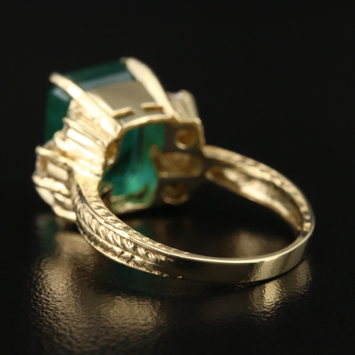 18K Gold Natural Emerald Engagement Ring, Emerald Diamond Wedding Ring, Emerald Diamond Promise Ring for her, Antique Certified Emerald Ring