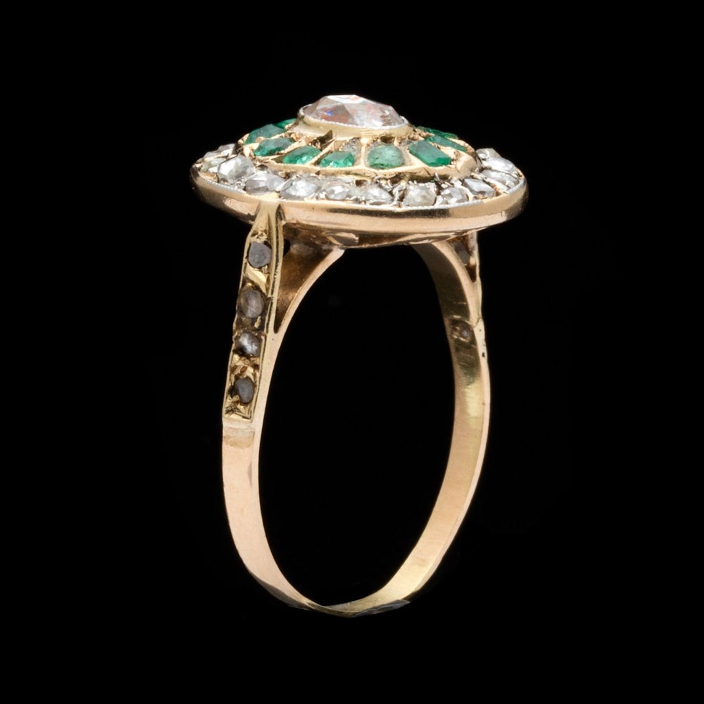 Anillo de compromiso victoriano con esmeralda natural, anillo de bodas con esmeralda y moissanita con halo de oro de 14 quilates, anillo con piedra natal de mayo, anillo llamativo de aniversario