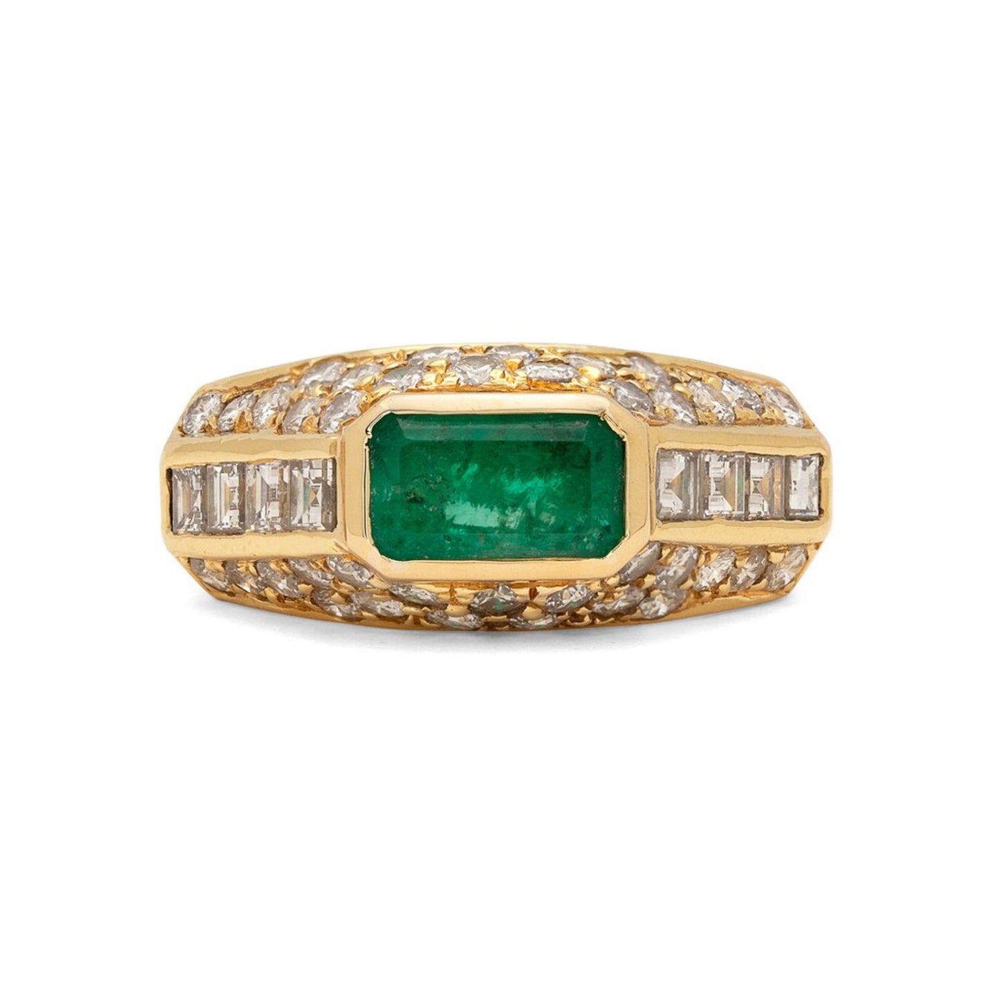 14K Gold Emerald Cut Natural Emerald Wedding band for Women, Cluster Emerald Ring, Green Emerald Wedding Ring, Anniversary Statement Ring