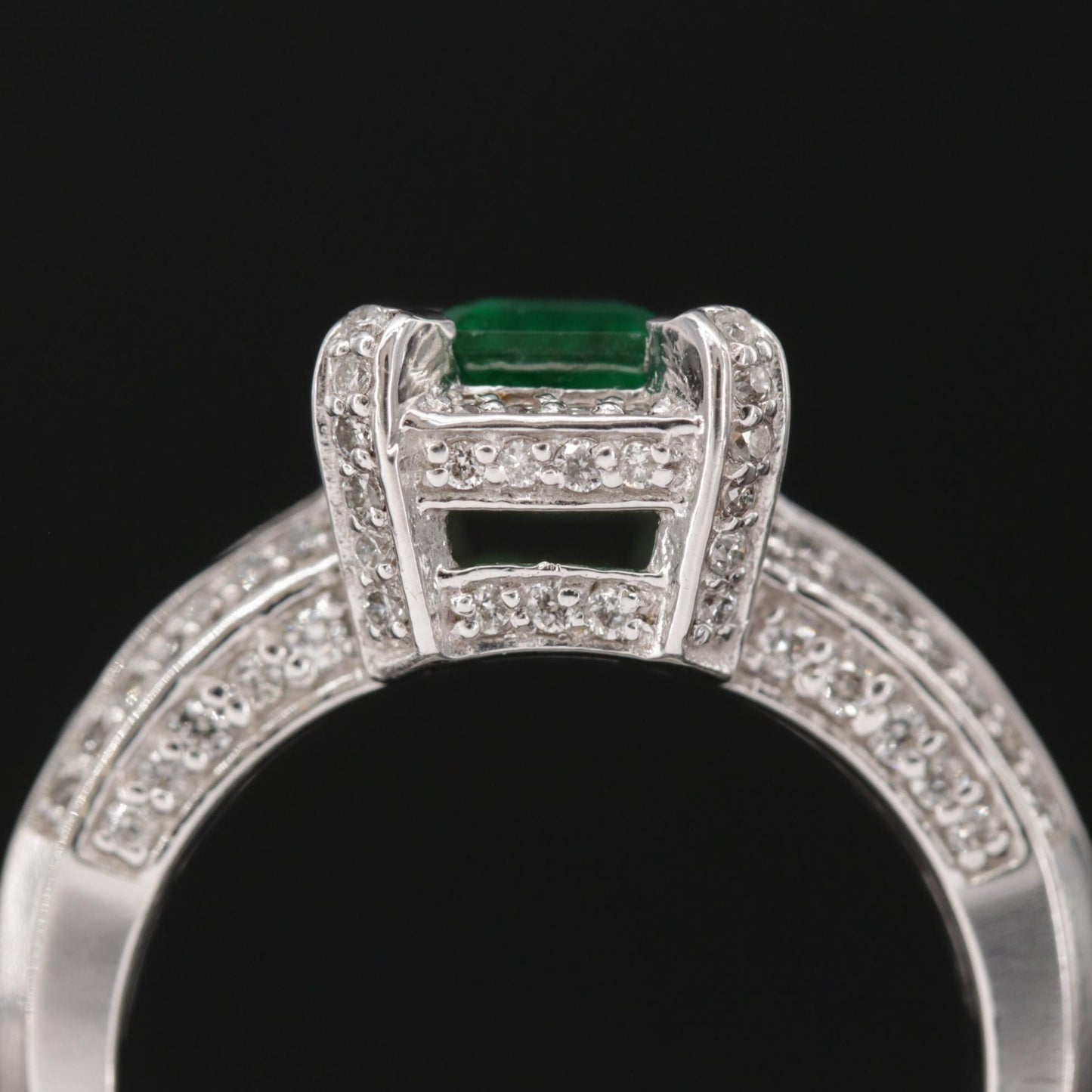 2.5 CT Natural Emerald Diamond Wedding Ring for Her, Halo Emerald Cut Emerald Engagement Ring, 14K Gold Emerald Diamond Bridal Promise Ring