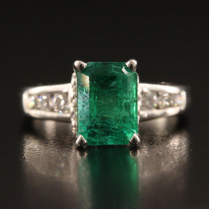 Anillo de compromiso con esmeralda natural de 3 quilates, anillo con esmeralda, anillo de bodas con esmeralda, anillo de compromiso con diamantes y esmeralda en oro de 14 quilates, anillo con esmeralda verde