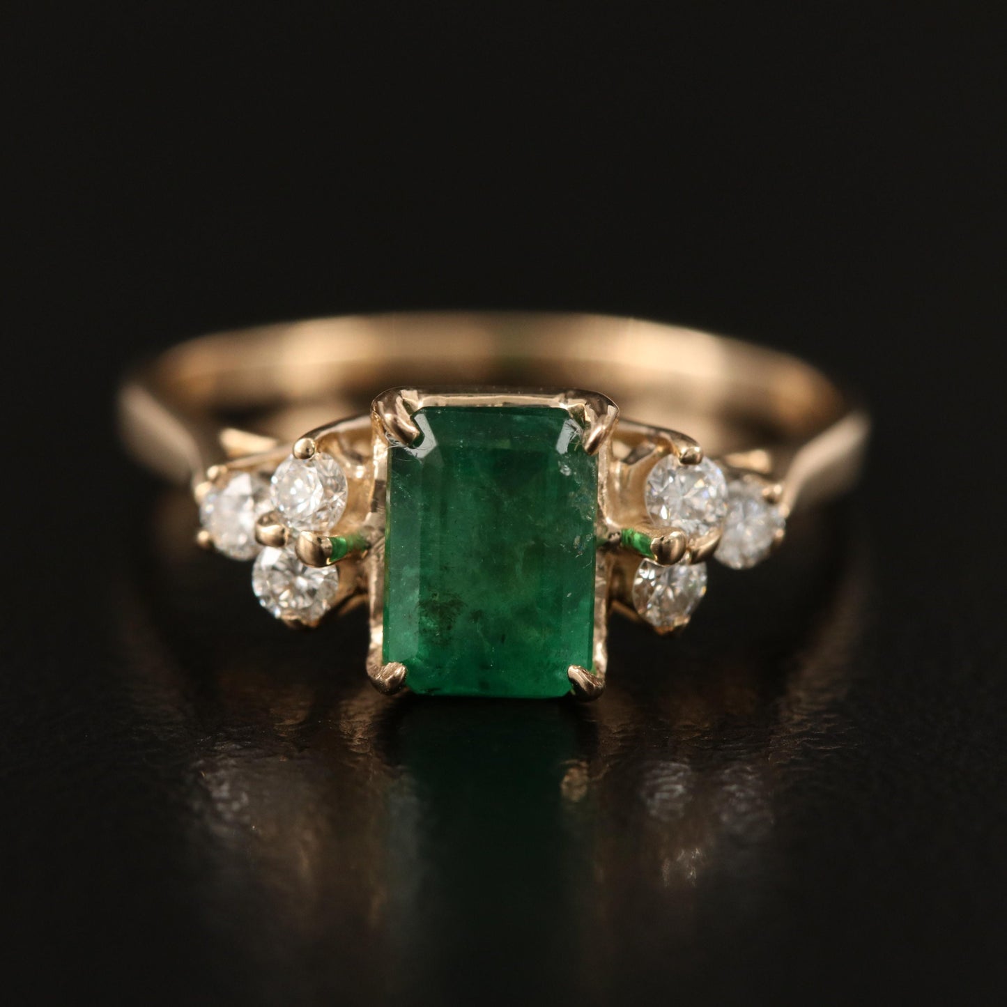 Anillo de compromiso minimalista con diamantes naturales de esmeralda para ella, anillo de bodas clásico con diamantes de esmeralda, anillo de aniversario con diamantes de esmeralda en oro de 14 quilates