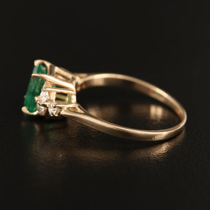 Anillo de compromiso minimalista con diamantes naturales de esmeralda para ella, anillo de bodas clásico con diamantes de esmeralda, anillo de aniversario con diamantes de esmeralda en oro de 14 quilates