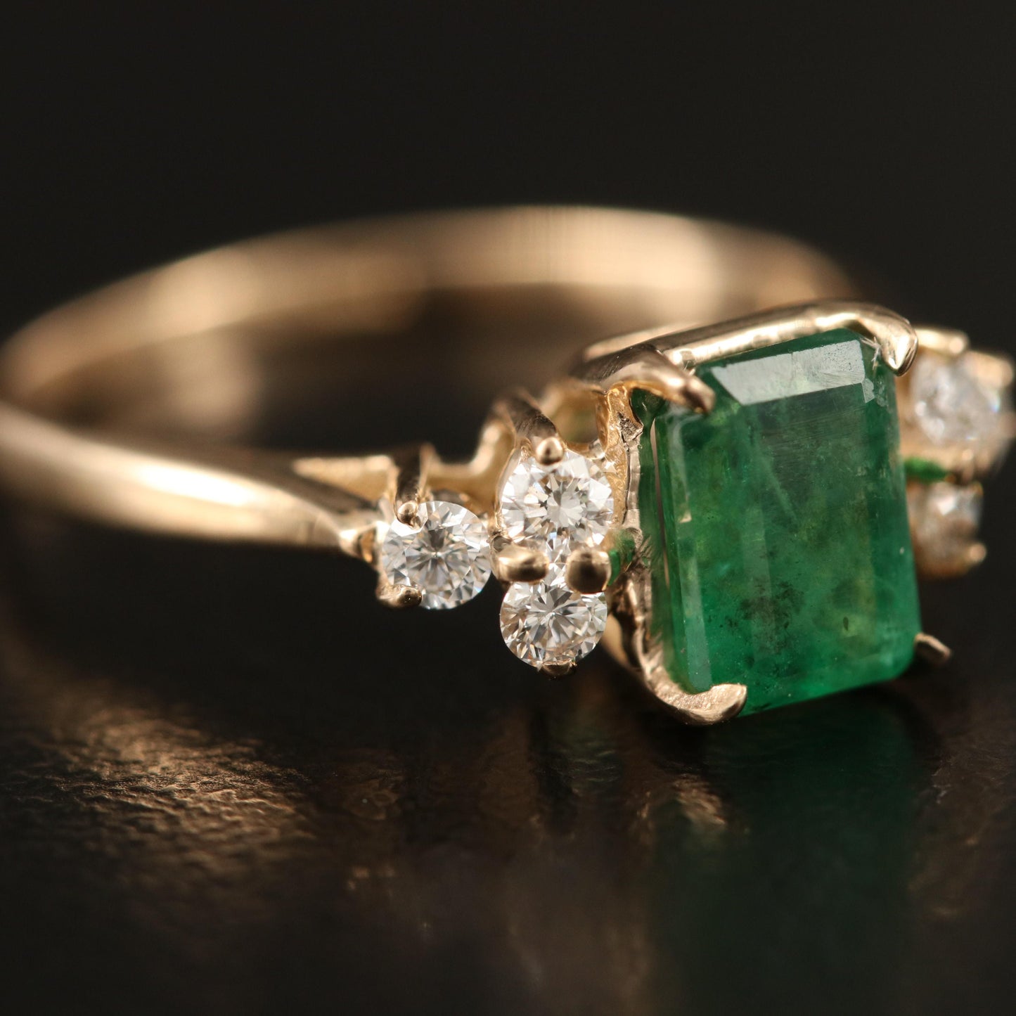 Anillo de compromiso minimalista con diamantes naturales de esmeralda para ella, anillo de bodas clásico con diamantes de esmeralda, anillo de aniversario con diamantes de esmeralda en oro de 14 quilates