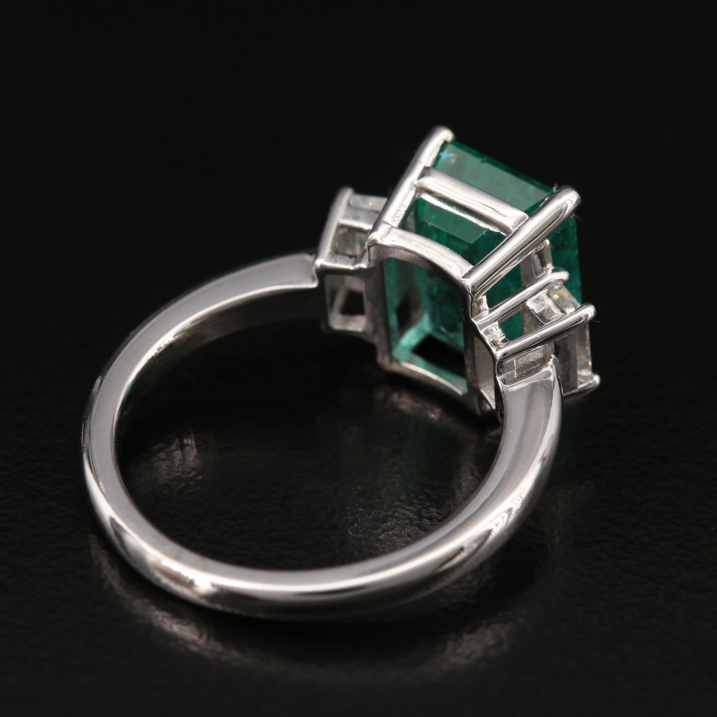 4.2 CT Natural Emerald Engagement Ring, Emerald Cut Emerald Moissanite Wedding Ring, Emerald Diamond Engagement Ring, Green Promise Ring