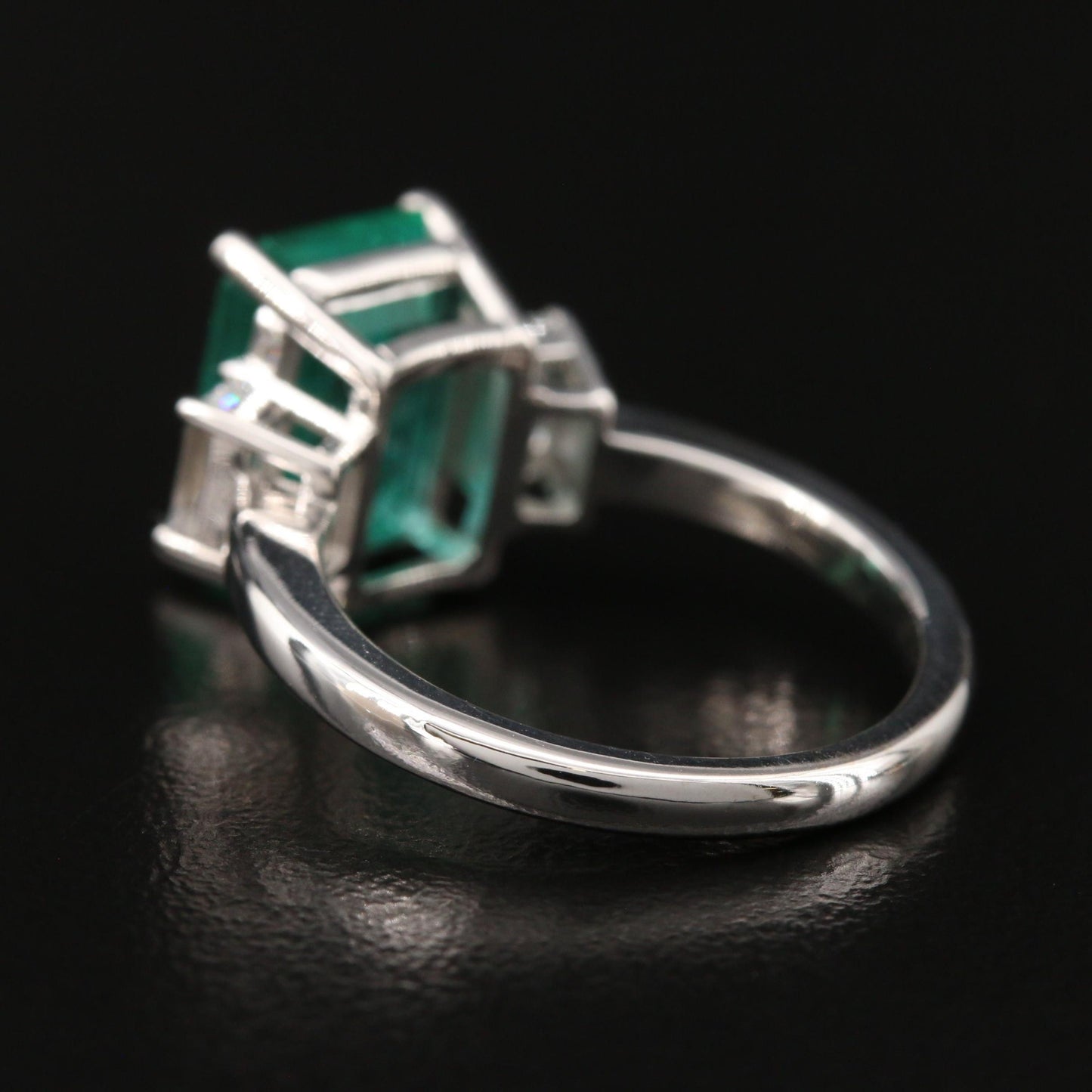 4.2 CT Natural Emerald Engagement Ring, Emerald Cut Emerald Moissanite Wedding Ring, Emerald Diamond Engagement Ring, Green Promise Ring