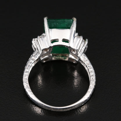 Anillo de compromiso con esmeralda de 4,81 ct, anillo de bodas con diamante y esmeralda natural, anillo de compromiso minimalista con esmeralda, anillo de aniversario con diamante y esmeralda