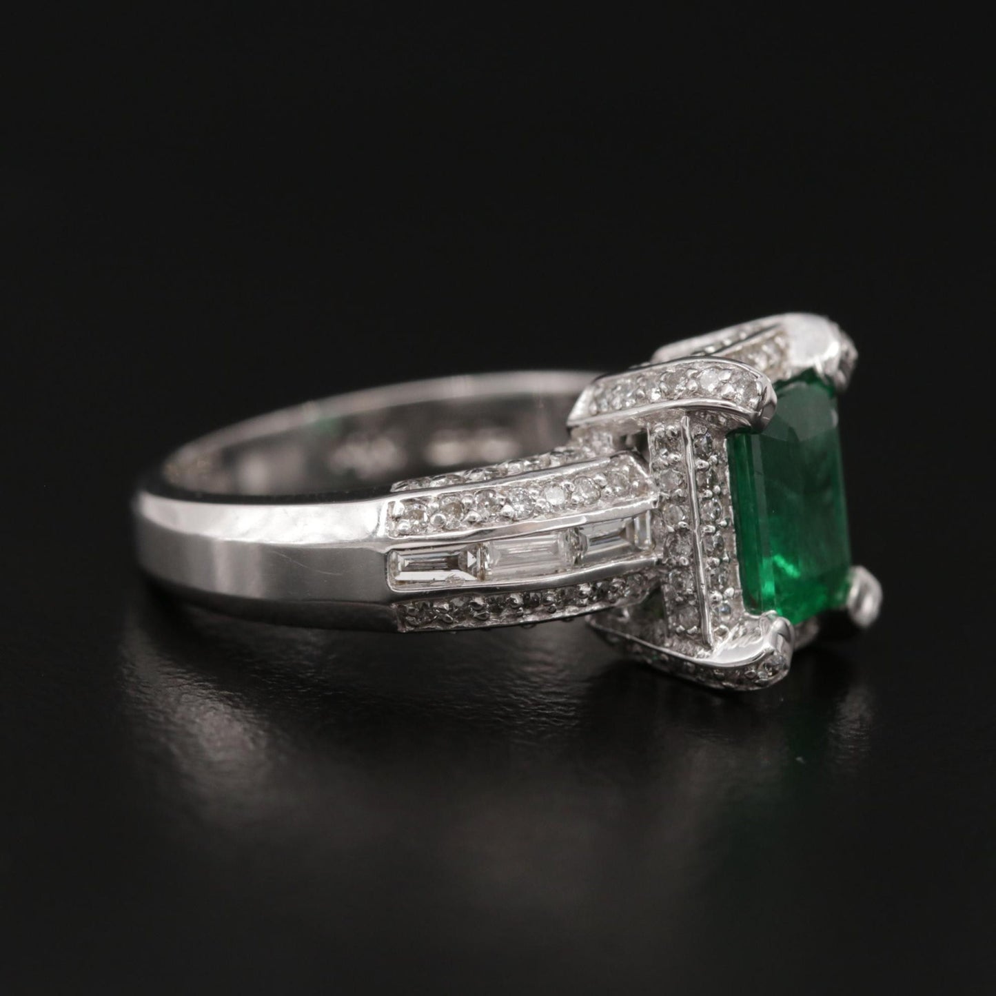 2.5 CT Natural Emerald Diamond Wedding Ring for Her, Halo Emerald Cut Emerald Engagement Ring, 14K Gold Emerald Diamond Bridal Promise Ring