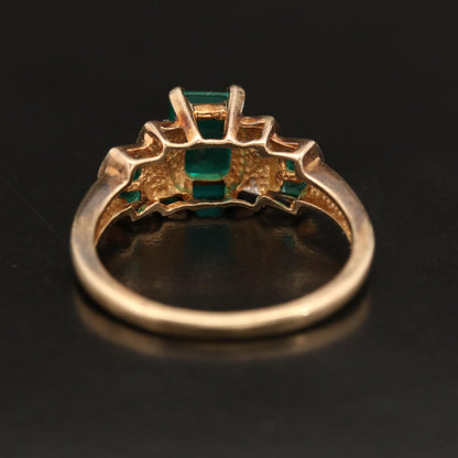 Anillo de compromiso antiguo con esmeralda natural, anillo de esmeralda único, anillo de bodas con esmeralda, anillo de compromiso con diamantes y esmeralda en oro de 14 quilates, esmeralda verde