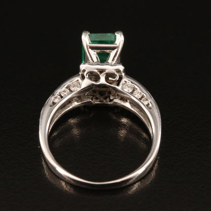 Anillo de compromiso con esmeralda natural de 3 quilates, anillo con esmeralda, anillo de bodas con esmeralda, anillo de compromiso con diamantes y esmeralda en oro de 14 quilates, anillo con esmeralda verde