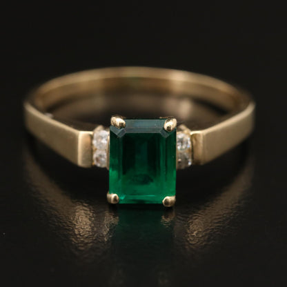 Anillo de compromiso con diamante esmeralda natural de 2,5 quilates, anillo de bodas minimalista con diamante esmeralda, anillo nupcial clásico de oro de 18 quilates con moissanita y esmeralda