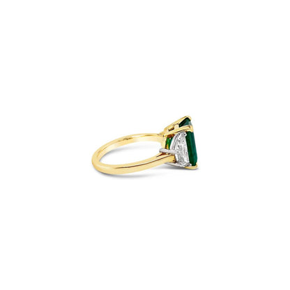 18K Yellow Gold Emerald Engagement Ring Minimalist Natural Emerald Engagement Ring Unique Emerald Wedding Ring Promise Ring Anniversary Ring