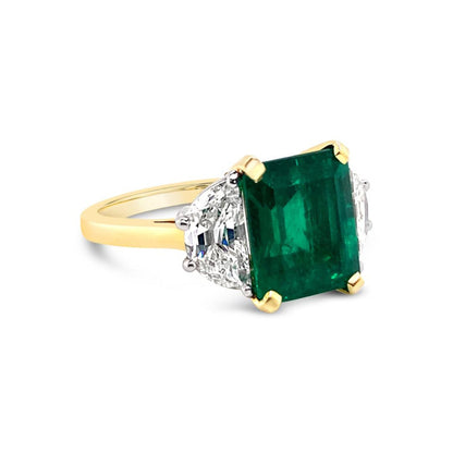 18K Yellow Gold Emerald Engagement Ring Minimalist Natural Emerald Engagement Ring Unique Emerald Wedding Ring Promise Ring Anniversary Ring