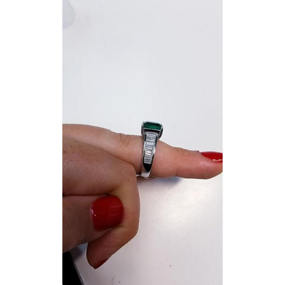 Anillo de compromiso único con esmeralda de Zambia, anillo de bodas de moissanita con esmeralda natural, anillo de compromiso minimalista con diamante esmeralda, anillo de aniversario