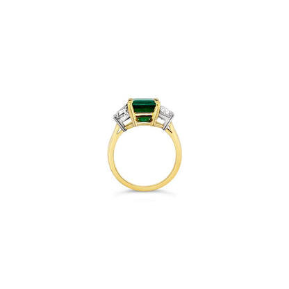 18K Yellow Gold Emerald Engagement Ring Minimalist Natural Emerald Engagement Ring Unique Emerald Wedding Ring Promise Ring Anniversary Ring