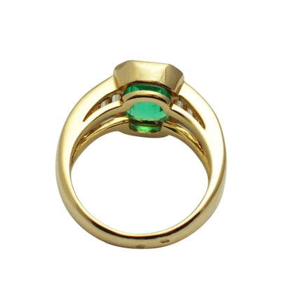 Anillo de compromiso de boda con moissanita y esmeralda de talla esmeralda natural para mujer, anillo de compromiso nupcial con diamante esmeralda minimalista, anillo de aniversario