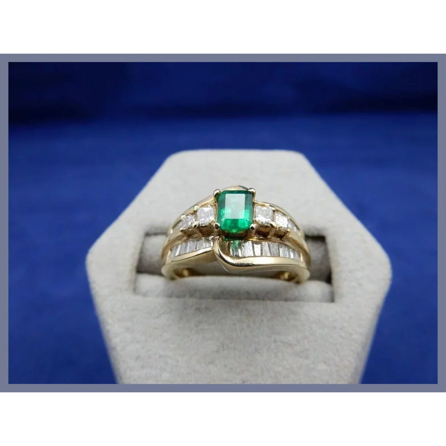 Anillo de compromiso único con esmeralda para mujer, anillo de bodas con diamante esmeralda natural, anillo de promesa de moissanita esmeralda Art Deco, regalo para mamá