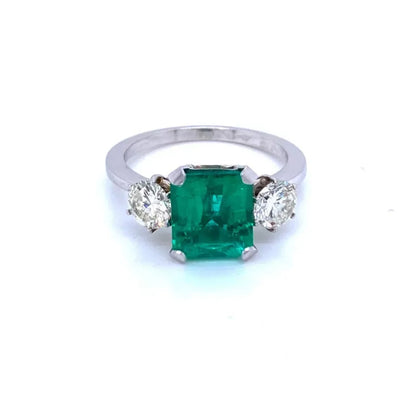 3 CT Emerald Cut Natural Emerald Engagement Ring, Unique Emerald Wedding Ring, Vintage emerald promise ring, Emerald Diamond Ring