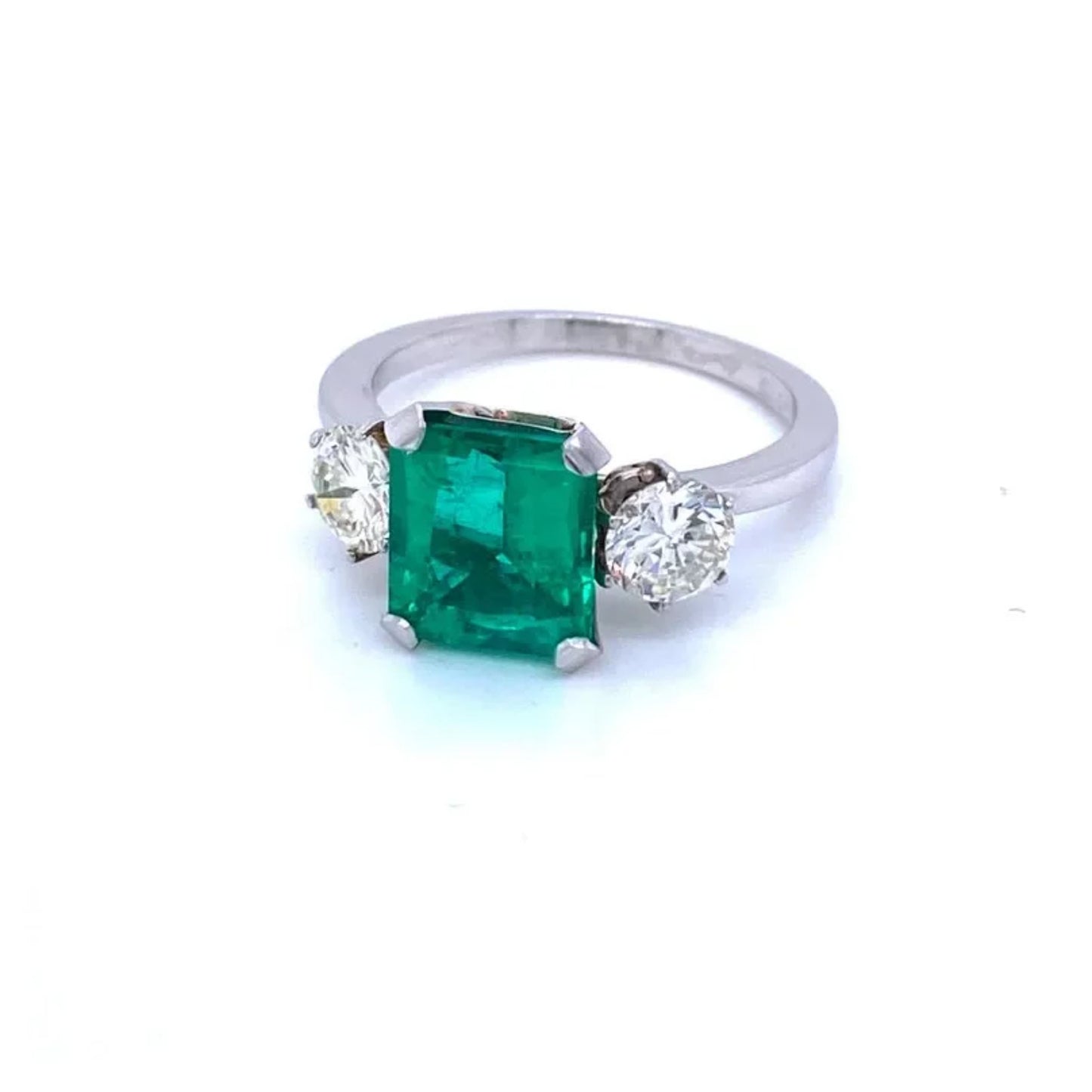 3 CT Emerald Cut Natural Emerald Engagement Ring, Unique Emerald Wedding Ring, Vintage emerald promise ring, Emerald Diamond Ring