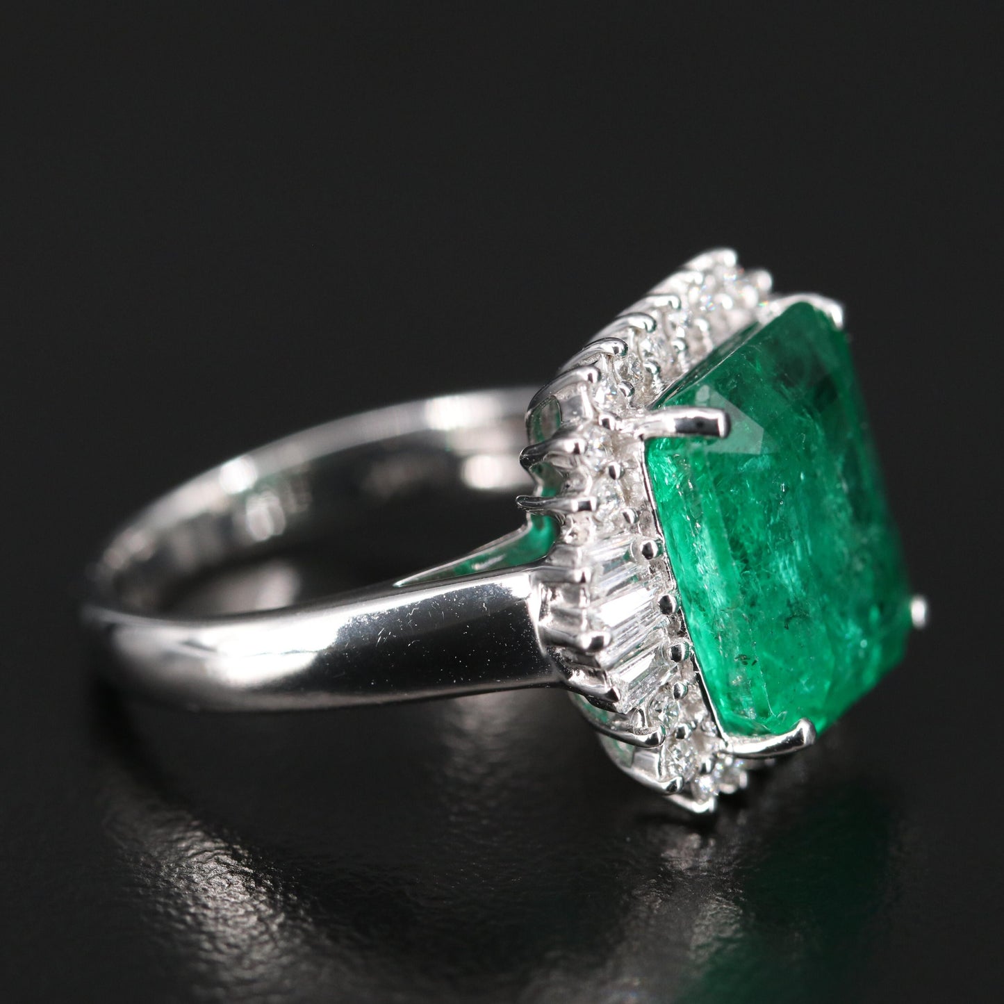 Natural Emerald Statement Ring, Art Deco Emerald Engagement Ring, Vintage Diamond Wedding Ring For Her, Antique Emerald Promise Ring For Her