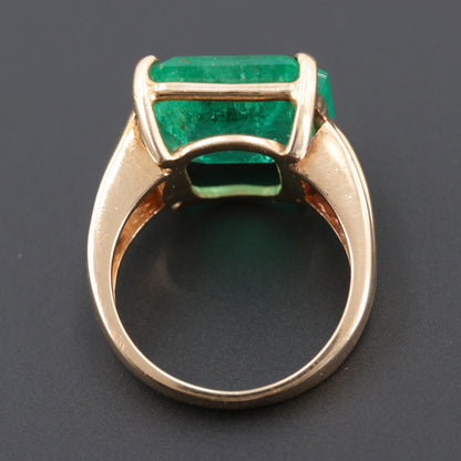 18K Yellow Gold 5 Carat Natural Emerald Statement Ring, Minimalist Emerald Engagement Ring, Antique Emerald Engagement Ring, Promise Ring