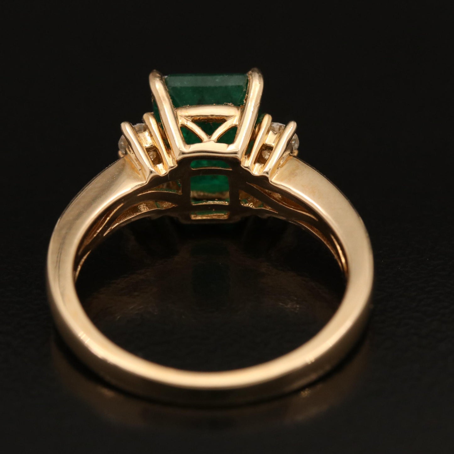 14K Gold Natural Emerald Engagement Ring, Art Deco Emerald Statement Ring, Antique Diamond Gold Wedding Ring, Diamond Promise Ring For Her