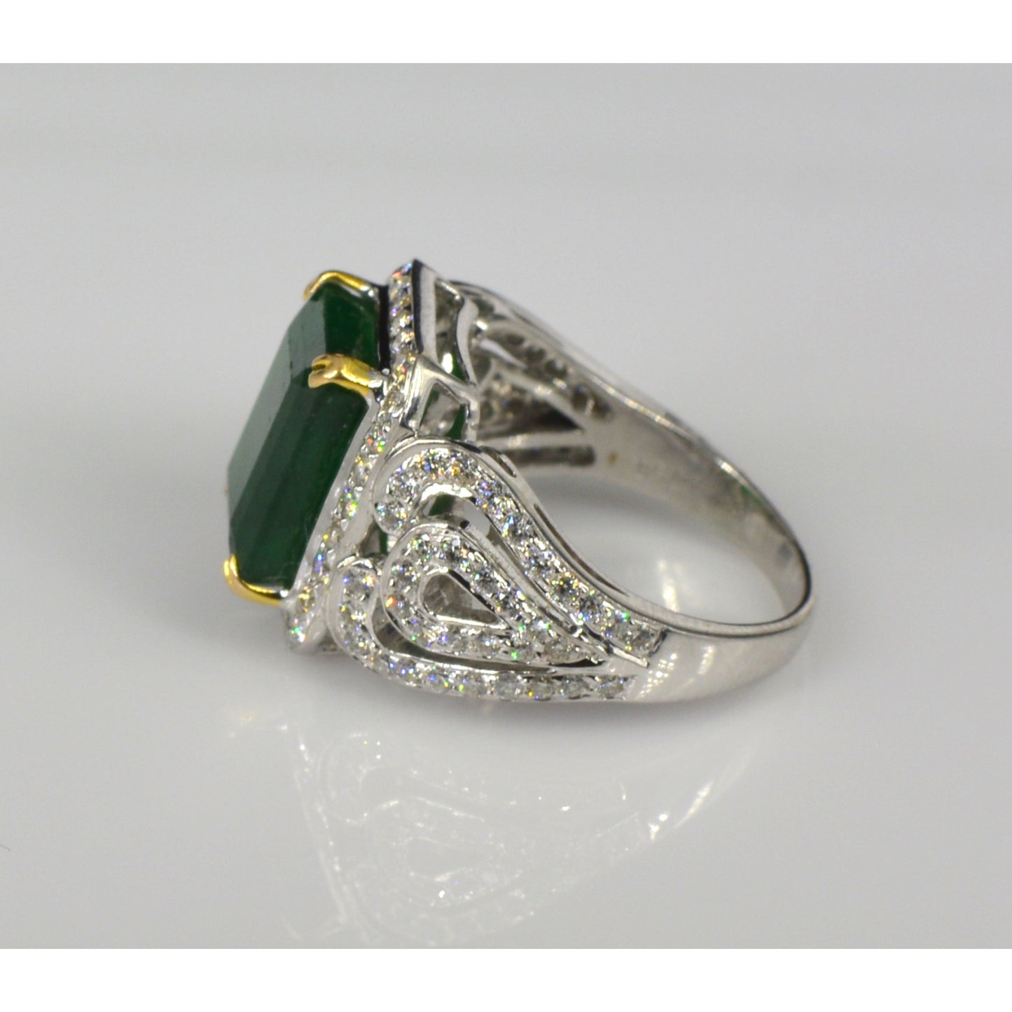 Antiker Smaragd Verlobungsring, Art Deco Natürlicher Smaragd Statement Ring, Vintage Smaragd und Diamant Ehering Mai Geburtsstein