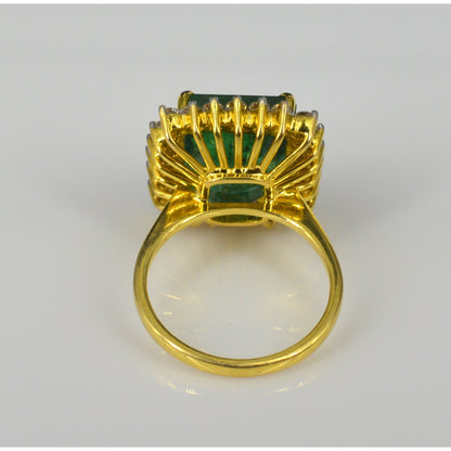 Antiker zertifizierter natürlicher Smaragd Verlobungsring, Art Deco Smaragd Statement Ring, Halo Vintage Smaragd Ehering, Smaragd Versprechensring