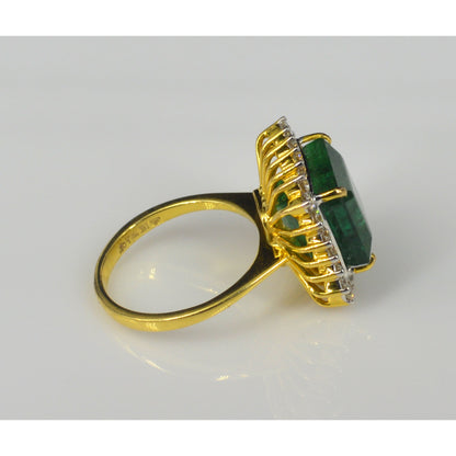 Antiker zertifizierter natürlicher Smaragd Verlobungsring, Art Deco Smaragd Statement Ring, Halo Vintage Smaragd Ehering, Smaragd Versprechensring