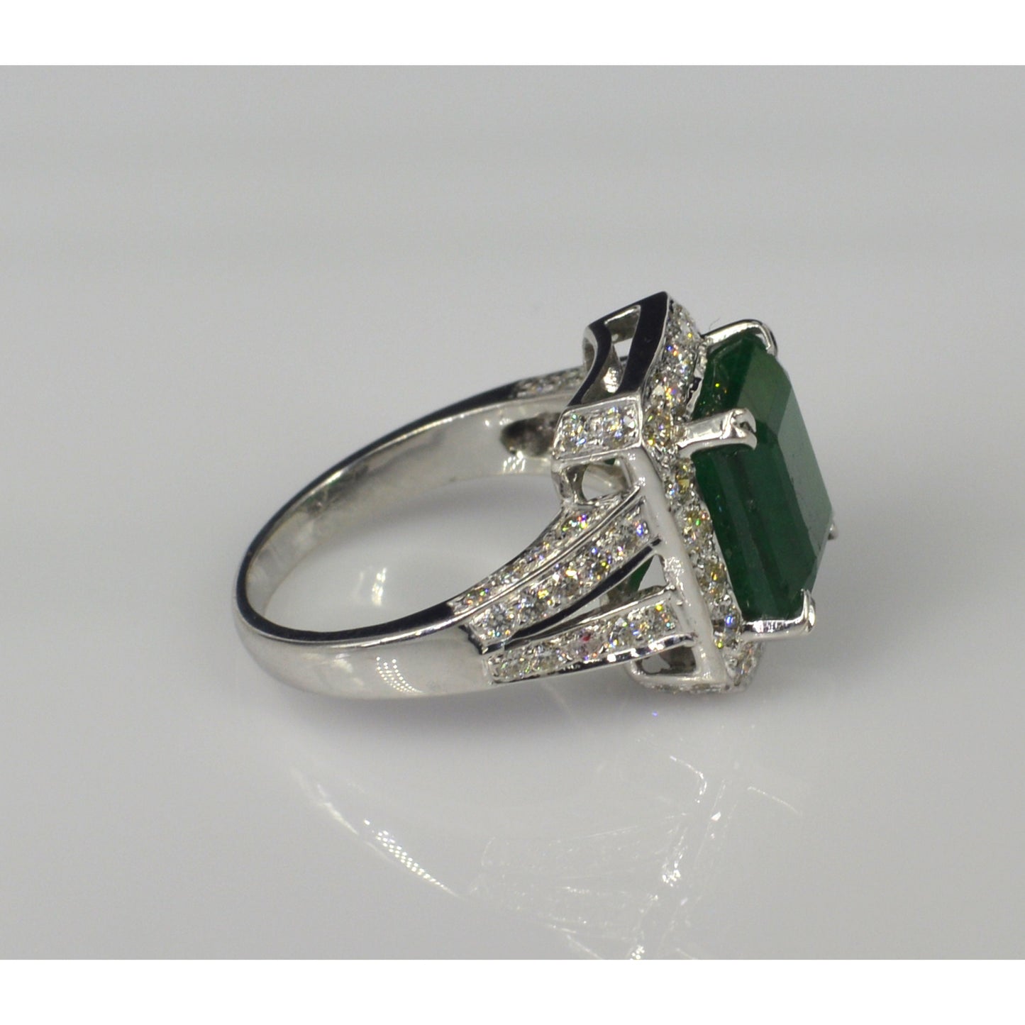 Antique 5 Carat Natural Emerald Engagement Ring, Art Deco Emerald Statement Ring, Halo Vintage Emerald Wedding Ring, Unique Promise Ring