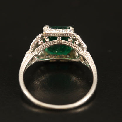 Anillo de oro con esmeralda natural grande, anillo de compromiso con esmeralda, anillo llamativo con halo de esmeralda, anillo de bodas con esmeralda, anillo de diamantes, anillo relleno de oro