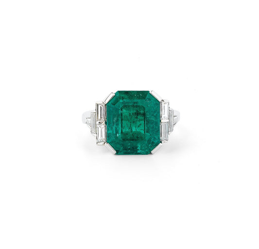 8 Carat Emerald Engagement Ring, Emerald and Diamond Statement Ring for her, Emerald Gold Ring Natural Emerald Wedding Ring Anniversary Ring