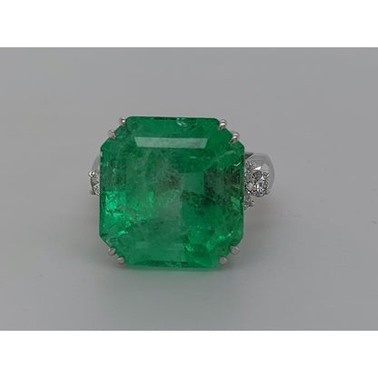 Minimalist 6 Carat Natural Emerald Engagement Ring, Vintage Big Natural Emerald Emerald Statement Ring Unique Certified Emerald Wedding Ring