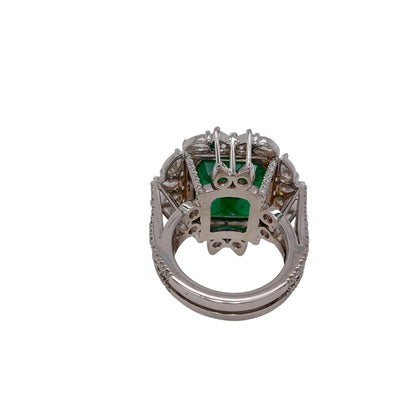 Edwardianischer 4 Karat natürlicher Smaragd und Diamant Verlobungsring, zertifizierter natürlicher Smaragd Statement Ring, Vintage Smaragd Ehering