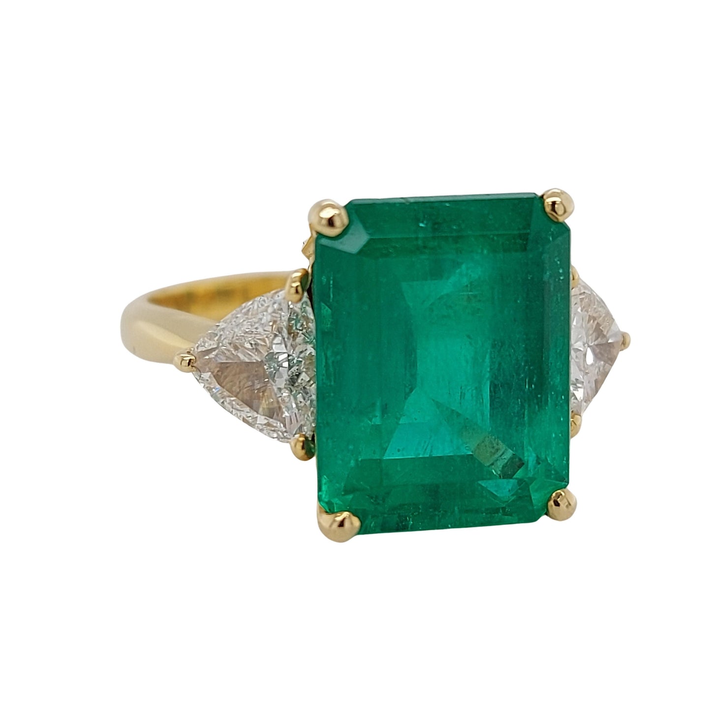 Minimalist 4 Carat Natural Emerald and Diamond Engagement Ring, 18K Gold Emerald Statement Ring, Emerald Wedding Ring, Anniversary Ring